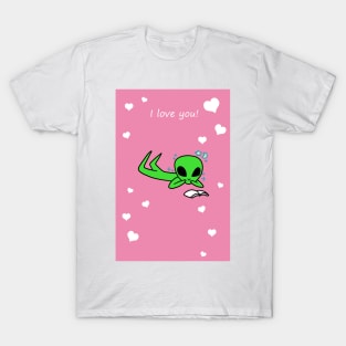 I Love You - Reading Alien T-Shirt